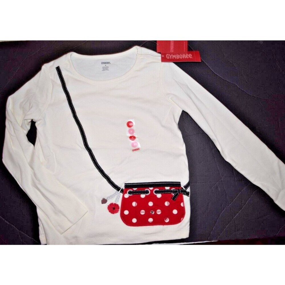 NWT GYMBOREE GIRLS POPPY LOVE RED POLKA DOT PURSE LONG SLEEVE TEE SHIRT SIZE 8